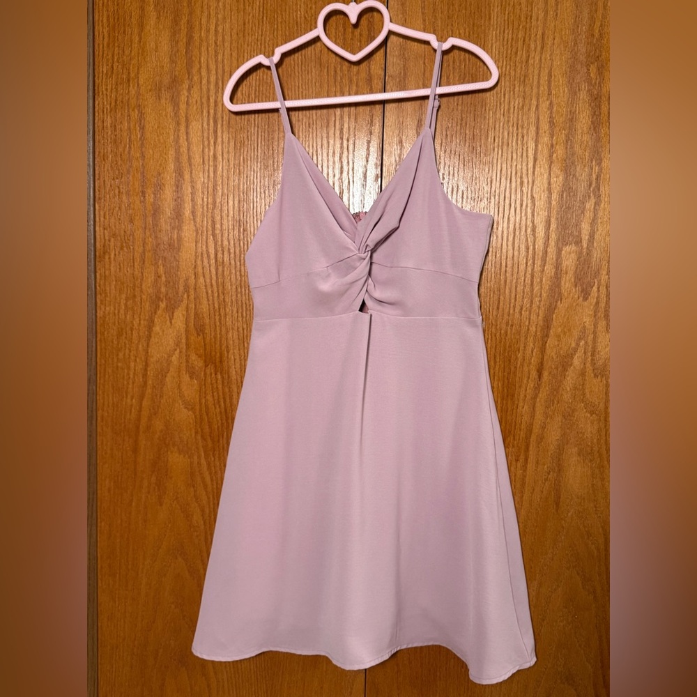 She + Sky Pastel Lavender Pink‎ Dress Twist Cutout Soft Girl Prom Dance Size M